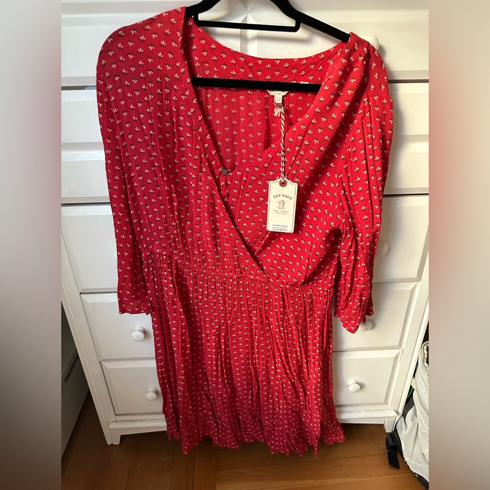FatFace knee length red dresss